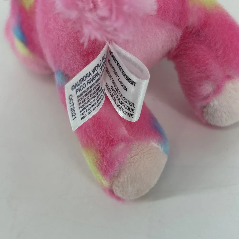Aurora Vibrant Bright Fancies‎ Candyapple Elephant w/ Wings Pink Plush Tie Dye
